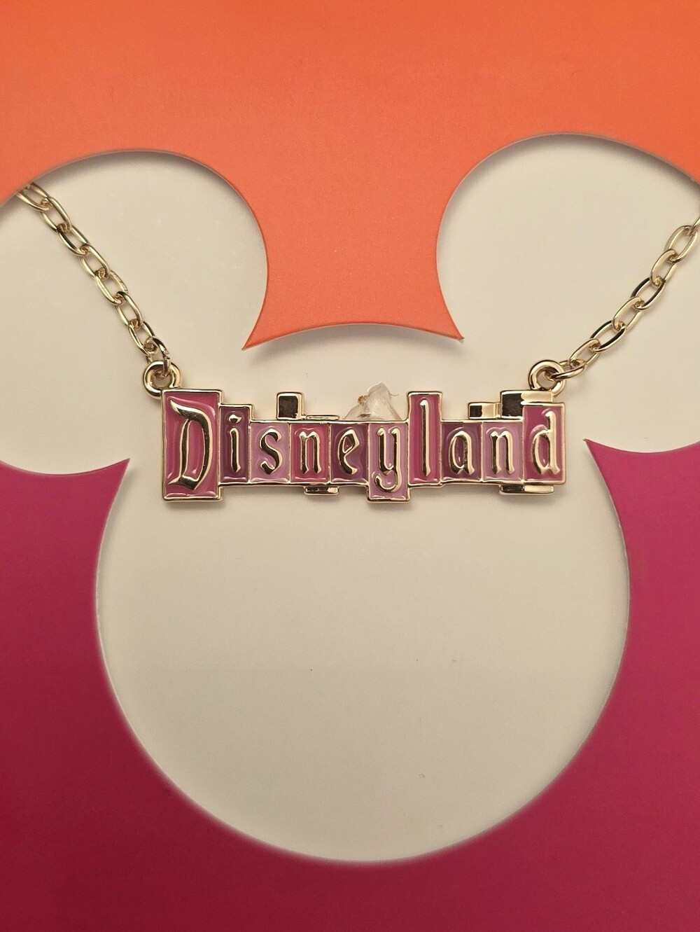 New Pink Disneyland Marquee Necklace 2026 Disney Parks Gold Crislu Logo Mania